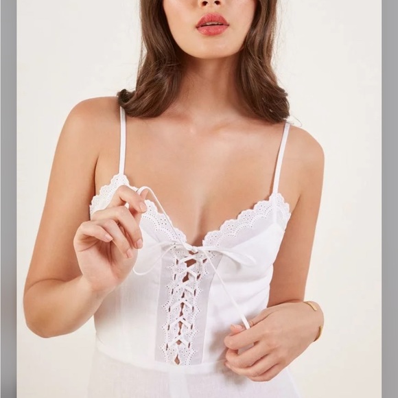 Reformation Rose Jumpsuit in white / ivory size 2 - Picture 3 of 14